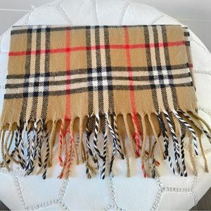 Burberry Tan and Red Checkered Scarf